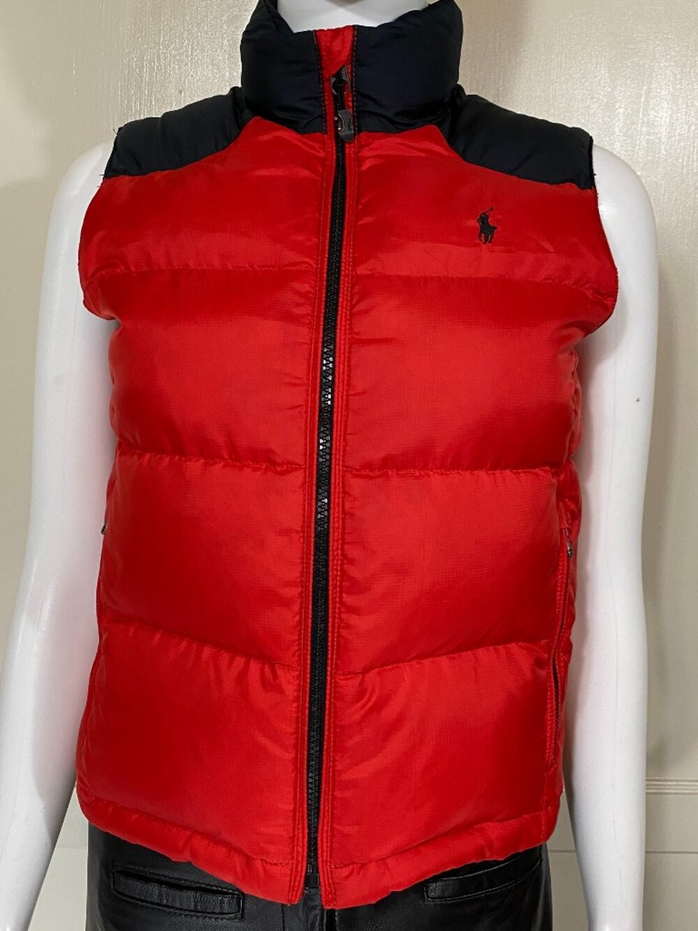 Polo Ralph Lauren Boys S 8 Red Black Puffer Vest Down Feather Quilted Y2K